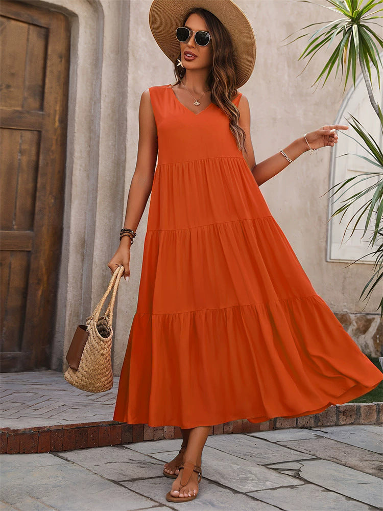 Damen Maxikleid mit lässigem Schnitt und Volantdetails EB