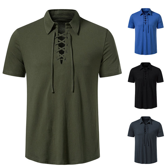 Herren Poloshirt mit modernem Schnürdesign und hochwertiger Baumwollqualität EB