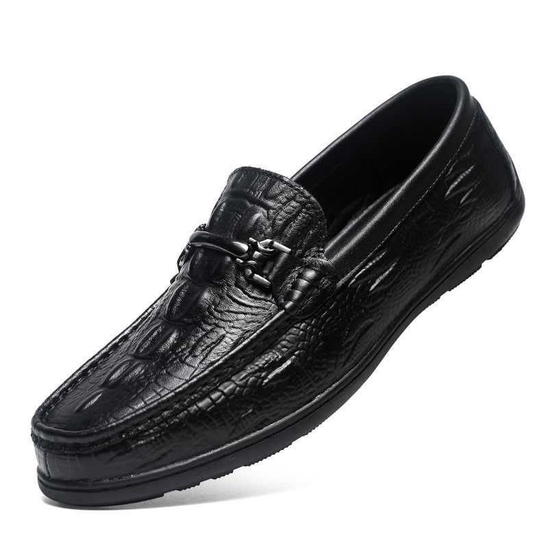 Herren elegante Mokassins im modernen Krokodil-Look EB