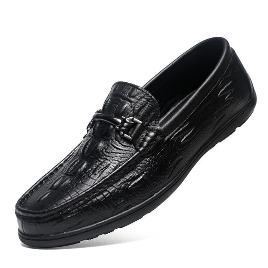 Herren elegante Mokassins im modernen Krokodil-Look EB