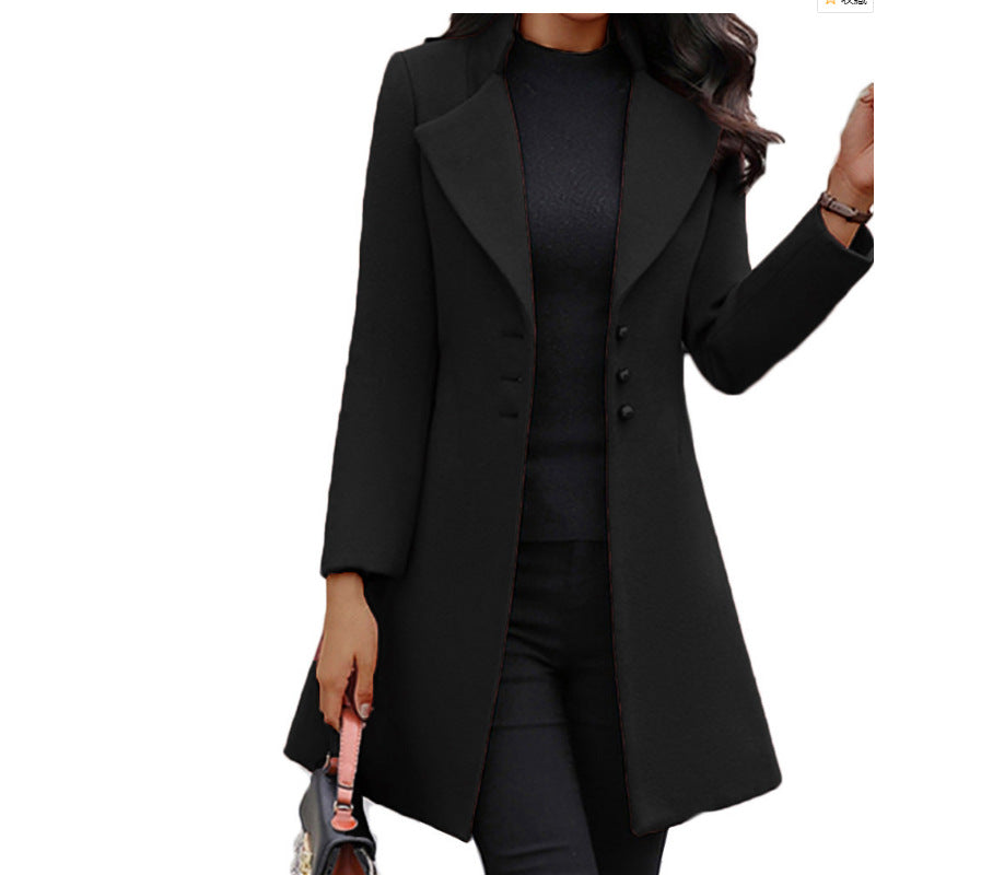 Damen Eleganter Wollmantel mit strukturiertem Schnitt EB
