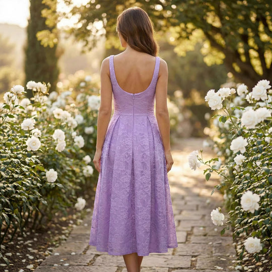 Damen Spitzen-Maxikleid im A-Linien-Stil mit tiefem Ausschnitt und taillierter Silhouette EB