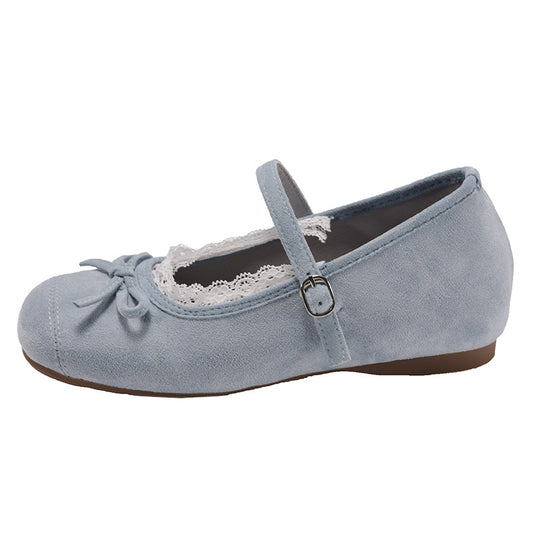 Damen elegante Ballerinas mit feiner Spitzenverzierung und praktischem Schnallenverschluss EB