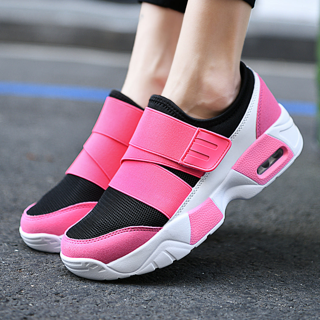 Damen Komfortable Sneakers mit elastischem Klettverschluss und atmungsaktiver Mesh-Oberfläche EB