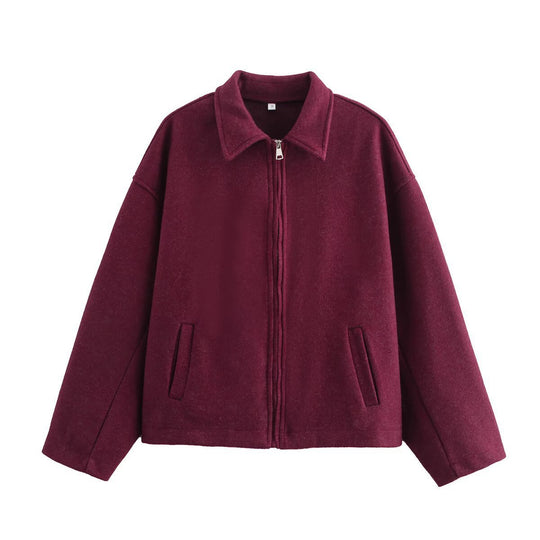 Damen lässige Kurzjacke mit weitem Schnitt und Reverskragen EB