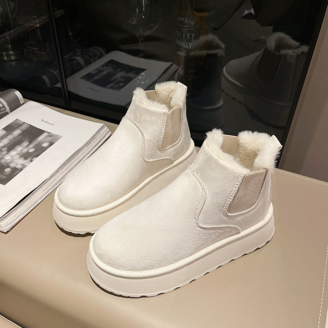 Damen Komfortable Winterboots mit Fleecefutter und elastischem Einsatz EB