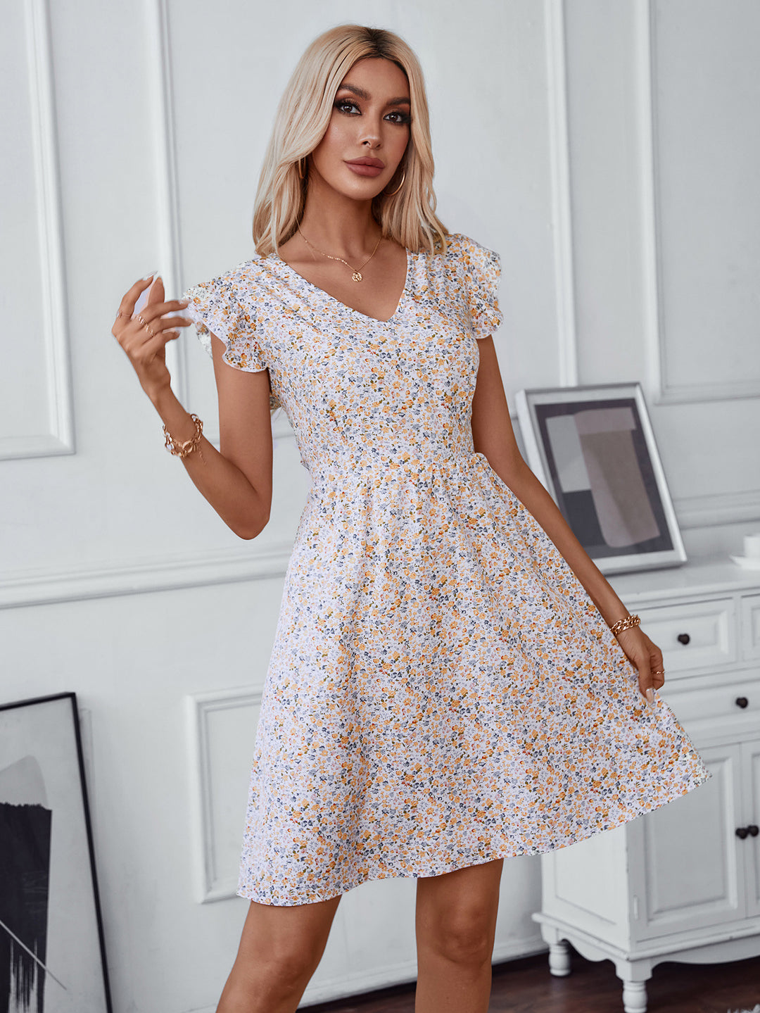 Damen verspielt fließendes Sommerkleid EB
