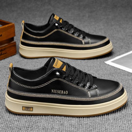 Damen lässige Leder Sneakers mit rutschfester Sohle und stilvollen Details EB