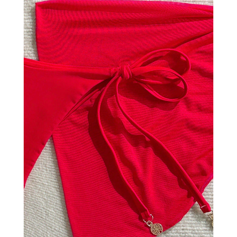 Damen Triangel-Bikini-Set mit modischem Wickelrock EB