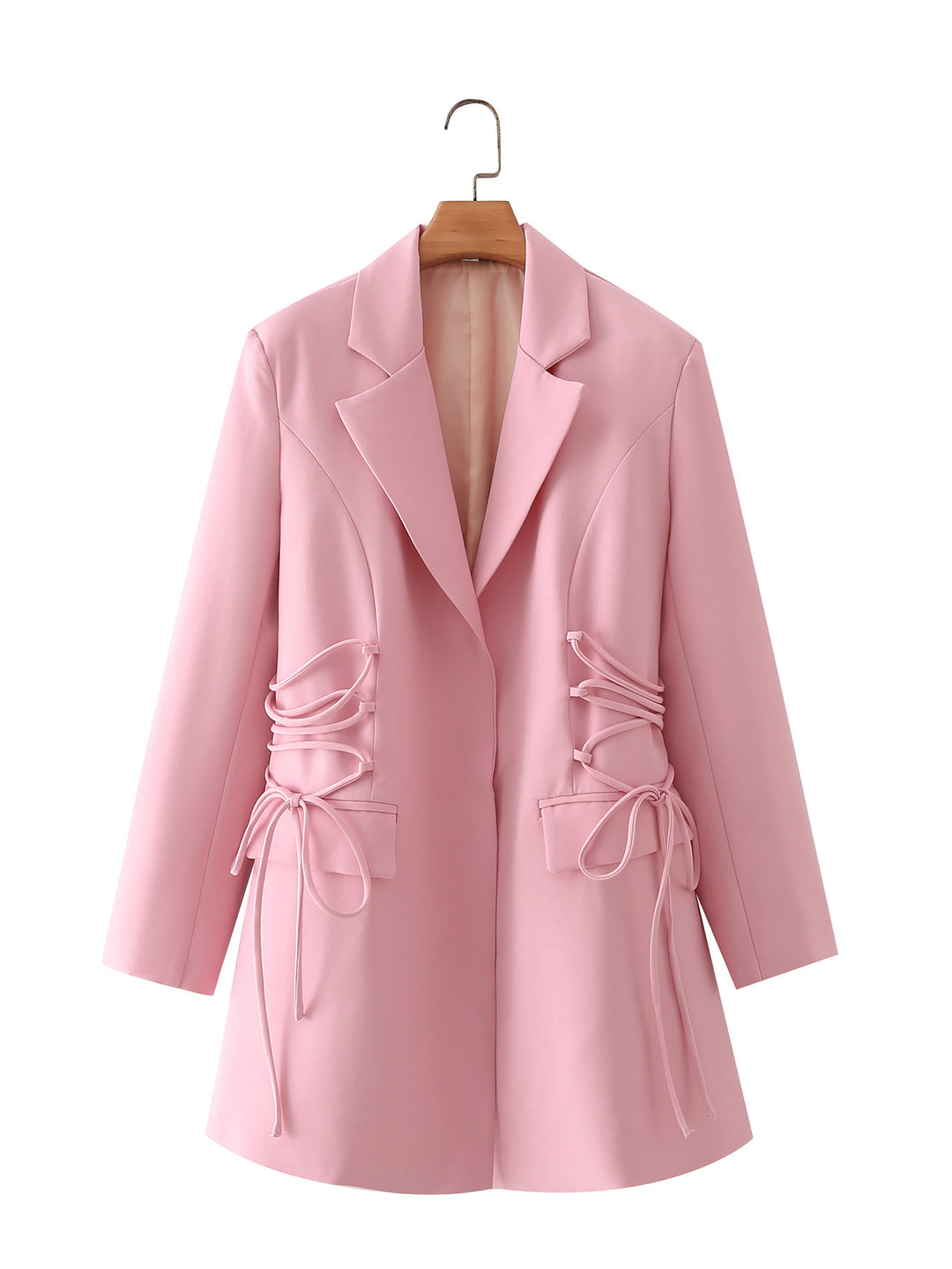 Damen modischer Blazer mit raffinierten Schnüroptiken und praktischen Taschen EB