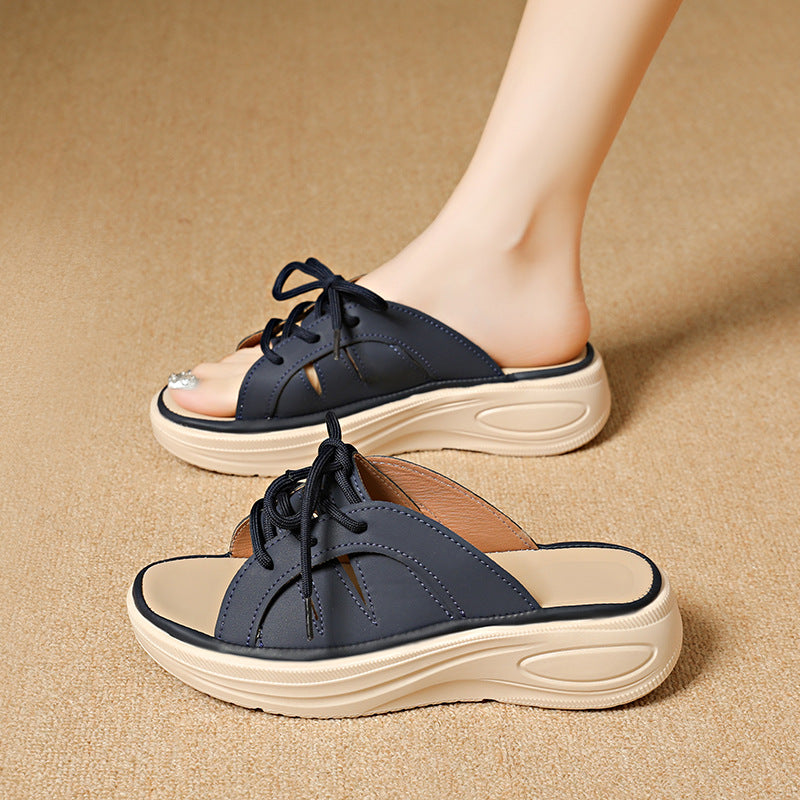 Damen Sandalen mit innovativem Schnürdesign und komfortablem Air-Kissen Absatz EB