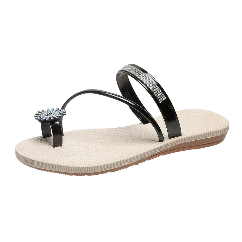 Damen Zierliche Modische Flip-Flops mit funkelnden Strassdetails und konturiertem Fußbett EB