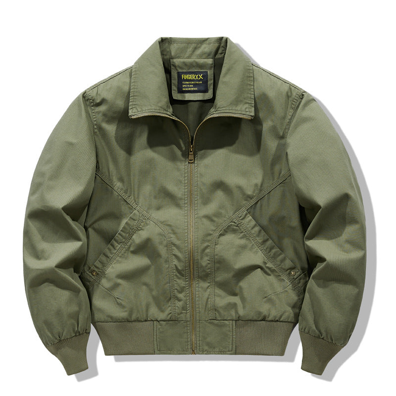 Men's  zip-front collared micro-ripstop bomber with angled seam hand pockets and elasticated cuff hem EB