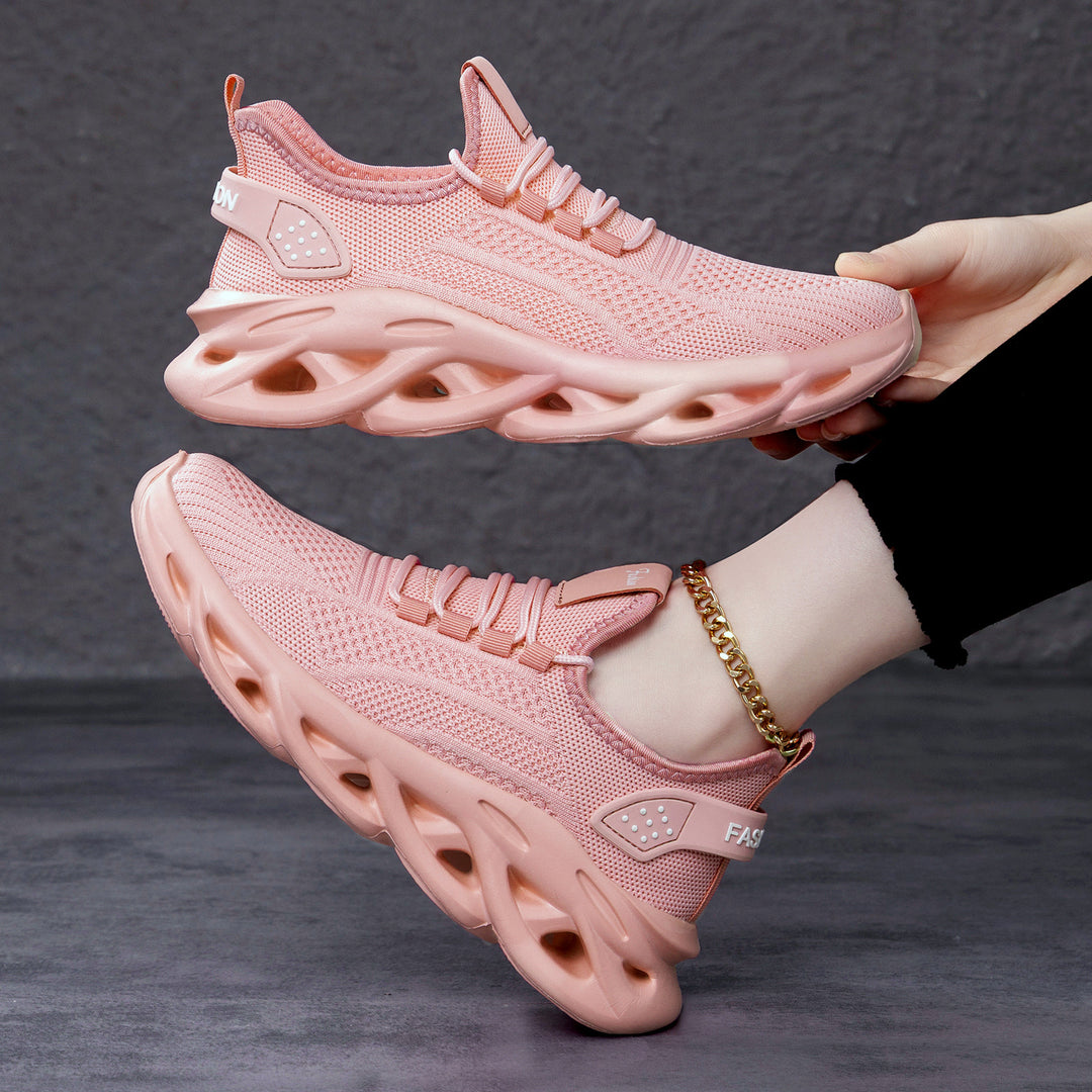 Damen nan atmungsaktive Strick-Fit Laufsneaker mit skulpturaler Luftkanal-Plateausohle EB