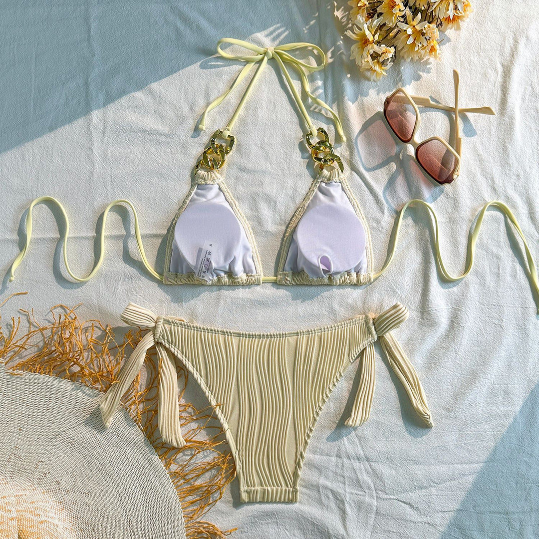 Damen Triangel-Bikini mit raffinierten Kettendetails EB