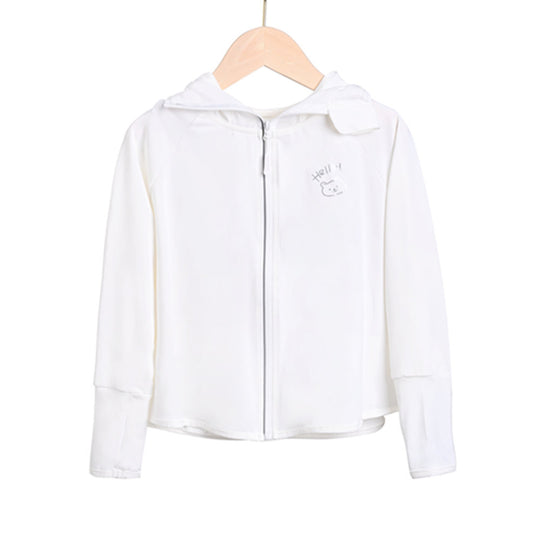 Damen sportliche Zip-Jacke mit niedlichem Aufdruck R&B