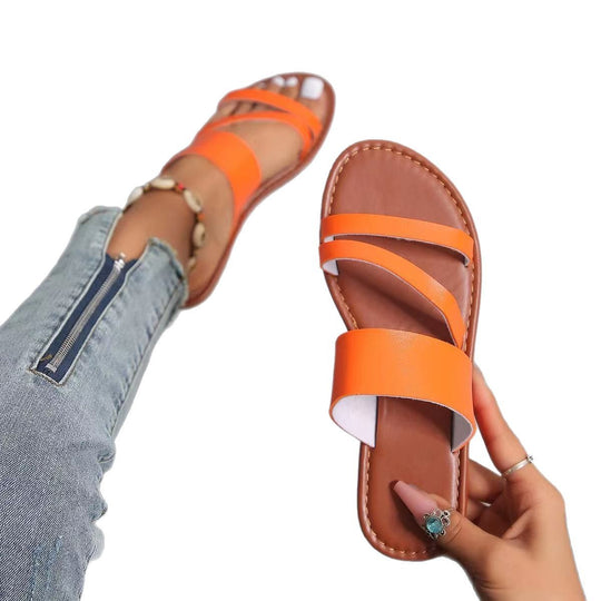 Damen Offene Sandalen mit breiten Riemen und ergonomischer Sohle EB