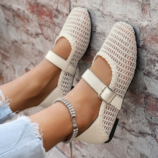 Damen elegante Ballerinas mit floralen Applikationen und rutschfester Sohle EB