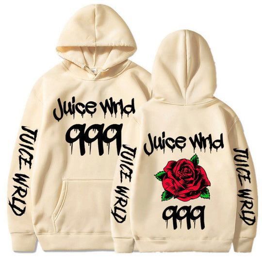 Damen Kapuzenpullover mit auffälligem Grafikdesign und romantischem Rosenmotiv EB