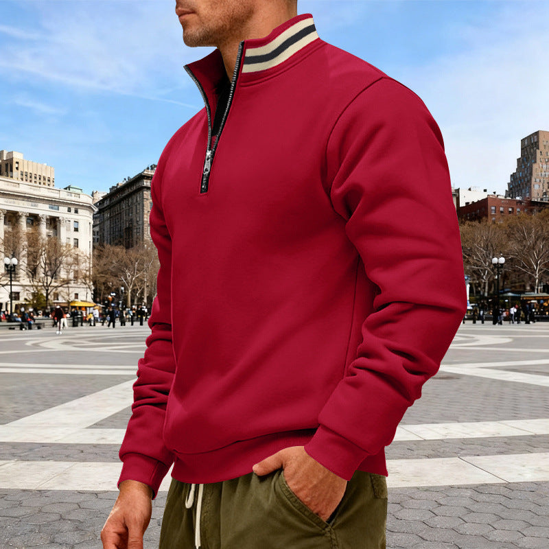 Herren nan Halbzip-Sweatshirt mit sportivem Ringkragen und weichem Fleece-Innenfutter EB