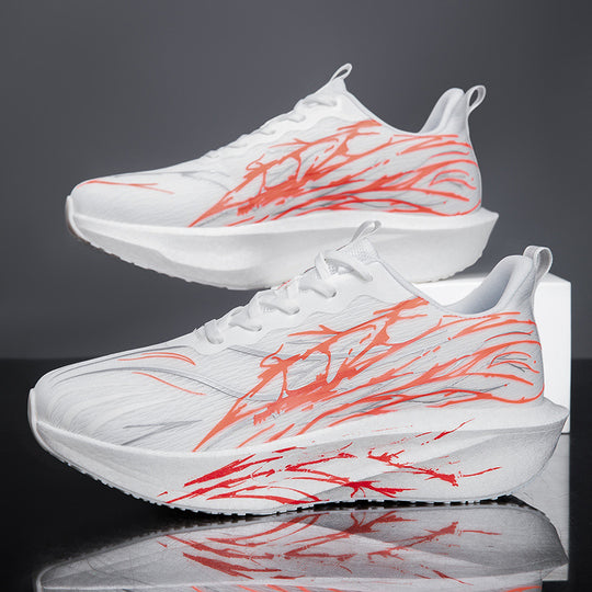 Unisex leichte Laufsneaker mit grafischem Splash-Print, atmungsaktivem Strickoberteil und gedämpfter Plateausohle EB