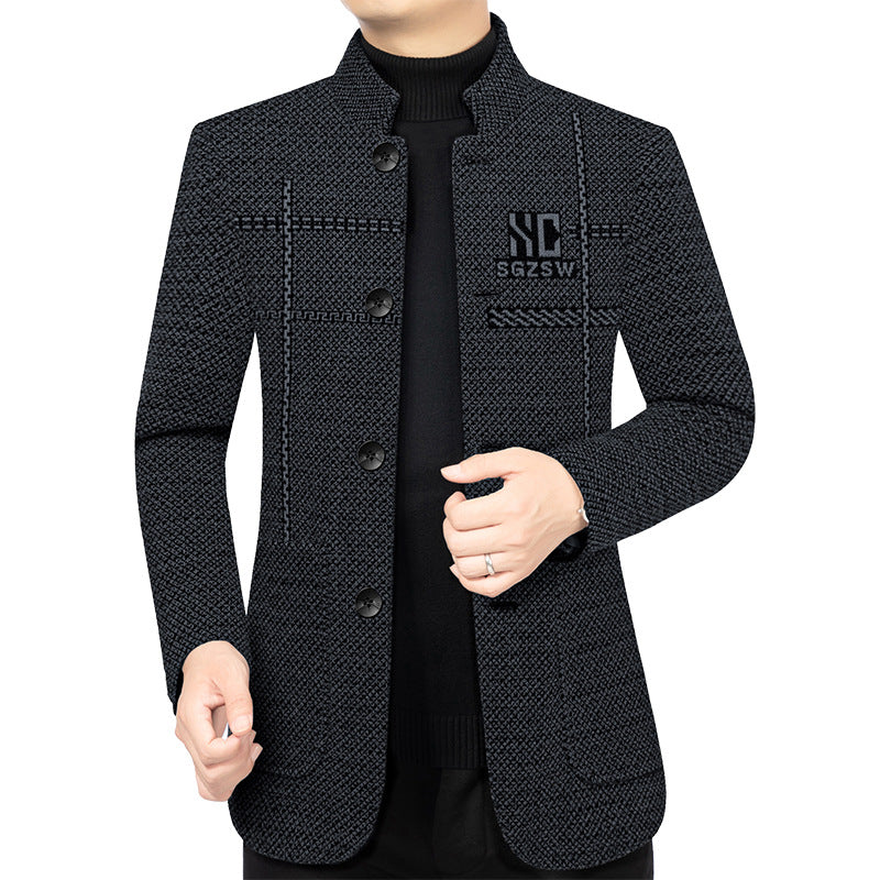 Herren Sakko-Cardigan mit wärmender Teddyfutter und Stehkragen EB