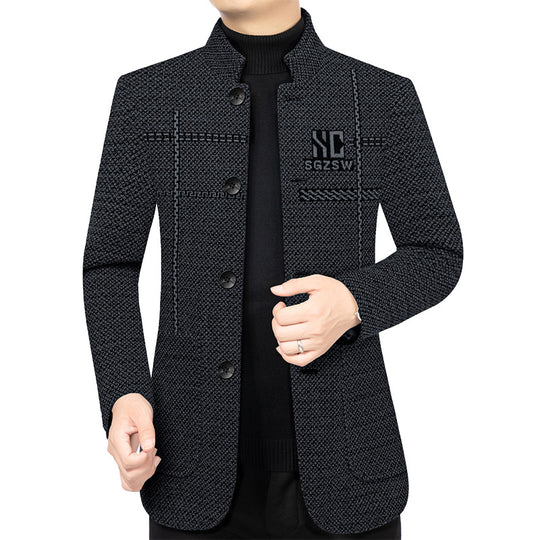 Herren Sakko-Cardigan mit wärmender Teddyfutter und Stehkragen EB