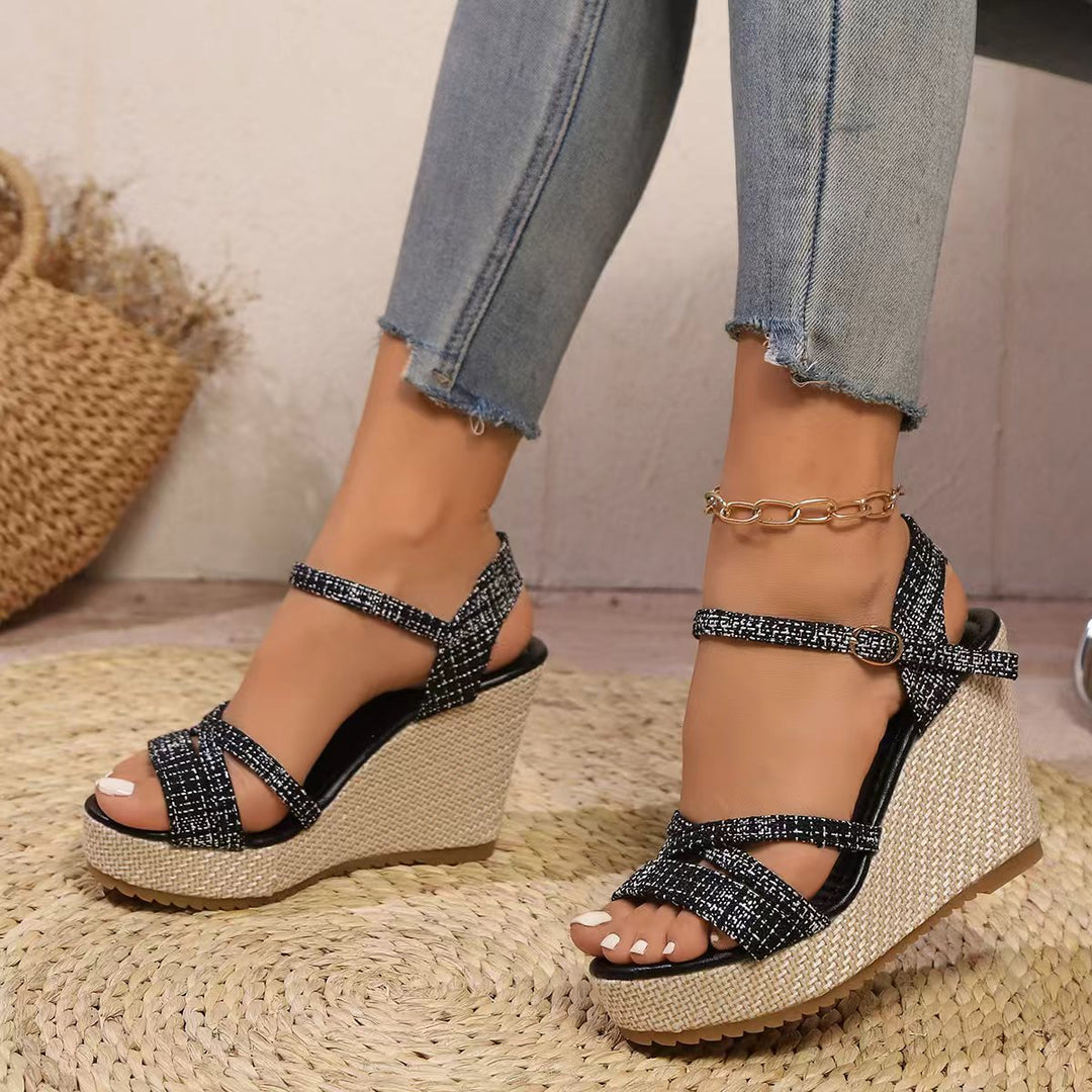 Damen Wedge-Sandalen mit elegantem Riemchen-Design EB
