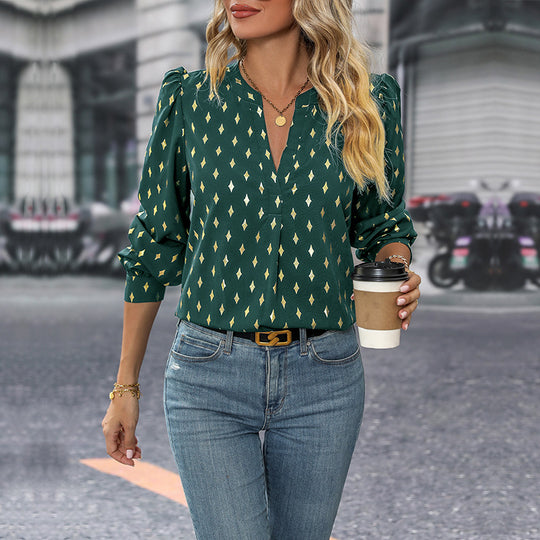Damen Bluse mit auffälligem Diamantmuster EB