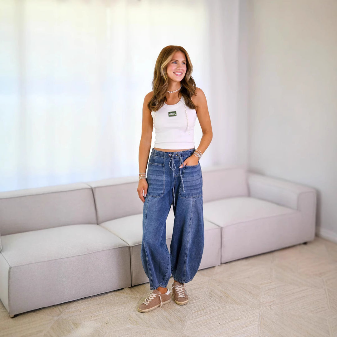 Damen lässige weite Jeanshose EB