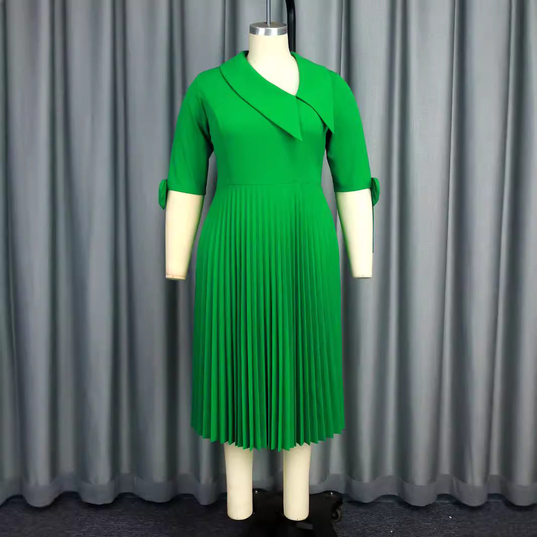 Damen Falten Kleid mit eleganter Kragen- und Ärmelgestaltung EB