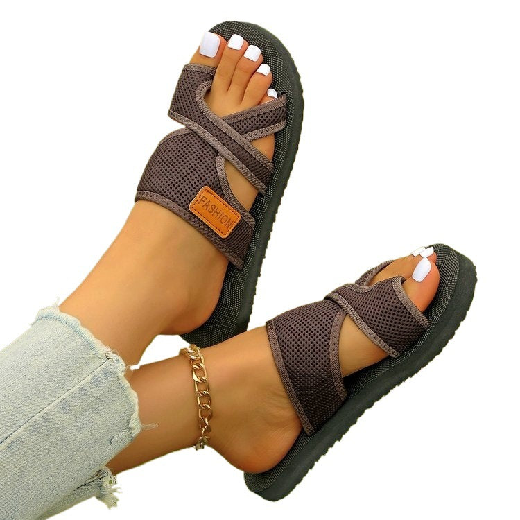 Damen Komfortable Freizeit-Sandalen mit elastischen Riemen EB