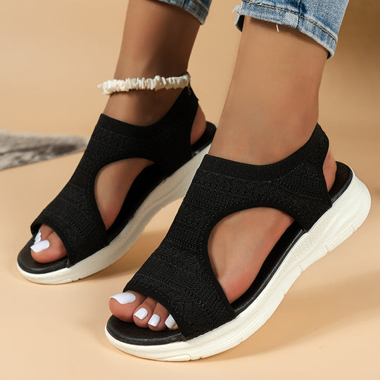 Damen Sportliche Strick-Sandalen mit atmungsaktivem Obermaterial und dämpfender Laufsohle EB