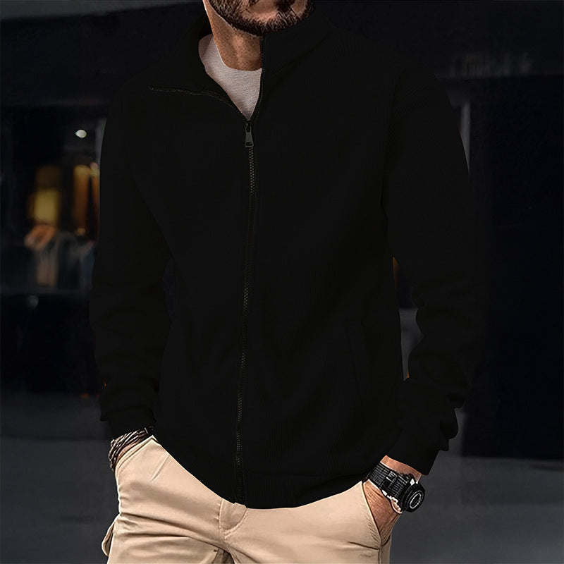 Herren Stylische Jacke mit Reißverschluss und hohem Kragen EB