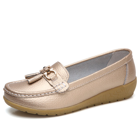 Damen Mokassins mit ornamentaler Schnalle und weicher Sohle EB