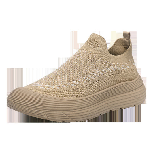 Damen Trendige Slip-On Sneakers mit atmungsaktiver Strickoberfläche und rutschfester Sohle EB