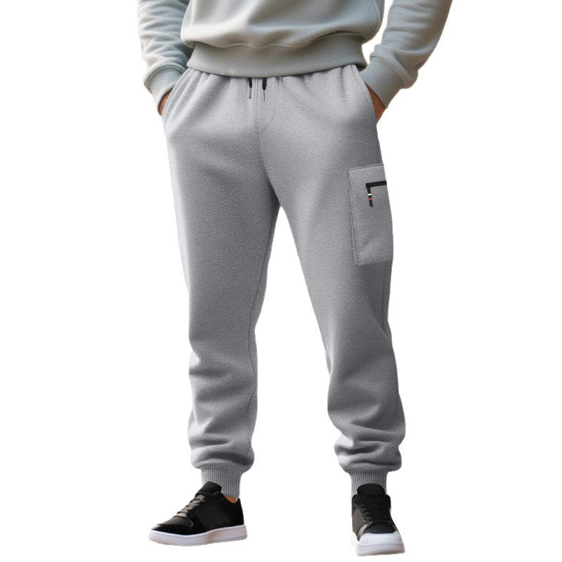 Herren lässige Jogginghose mit Cargo-Reißverschlusstasche, elastischem Bund und gerippten Bündchen EB