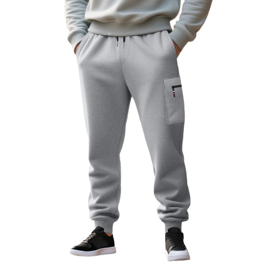 Herren lässige Jogginghose mit Cargo-Reißverschlusstasche, elastischem Bund und gerippten Bündchen EB