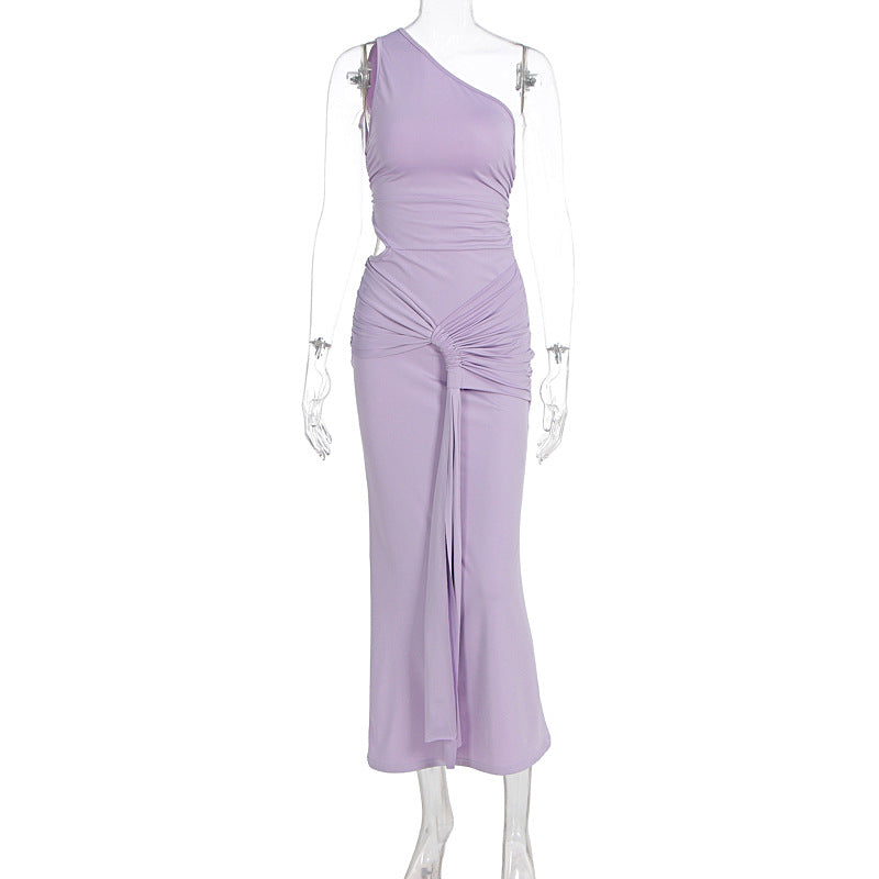 Damen stilvolles Wickelkleid mit asymmetrischem Ausschnitt und Rüschendetails EB