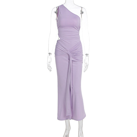 Damen stilvolles Wickelkleid mit asymmetrischem Ausschnitt und Rüschendetails EB