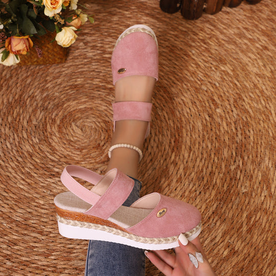 Damen Wedge-Sandaletten mit elastischem Riemendesign und komfortabler Plateausohle EB