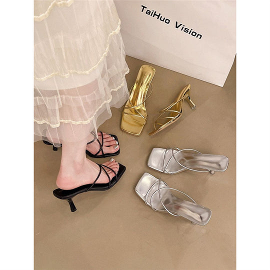 Damen elegante High Heel Sandalen mit schickem Riemendesign EB