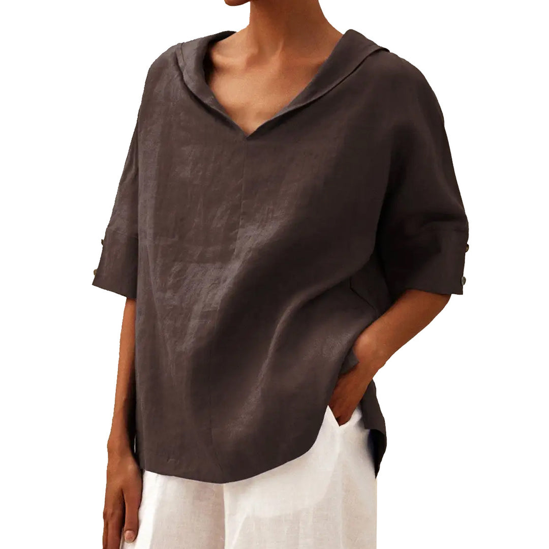 Damen Lässige Bluse mit floralem Muster und modernem Kragen EB