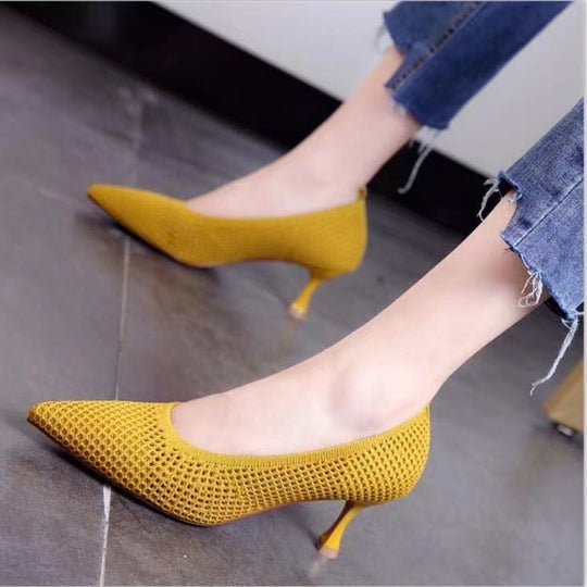 Damen elegante Spitzen-Pumps mit perforiertem Obermaterial EB