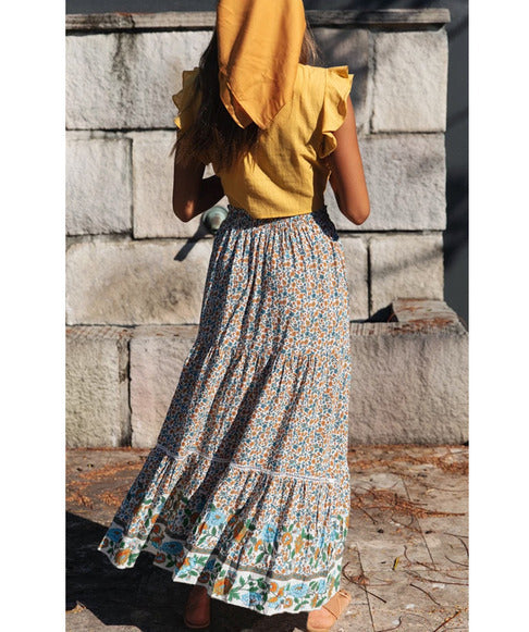 Damen Maxi-Rock aus floraler Baumwolle EB