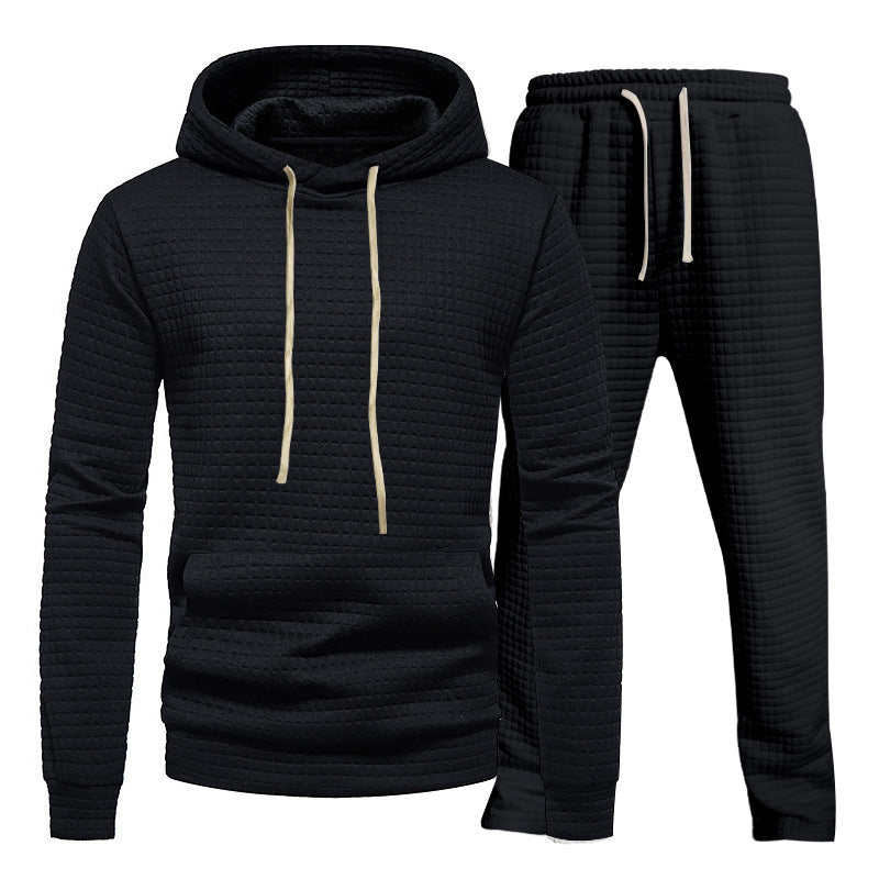 Herren Freizeit-Hoodie und Jogginghose-Set mit strukturiertem Design EB