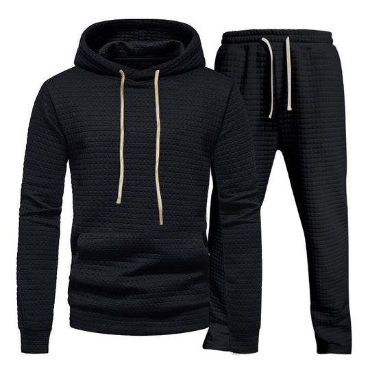 Herren Freizeit-Hoodie und Jogginghose-Set mit strukturiertem Design EB