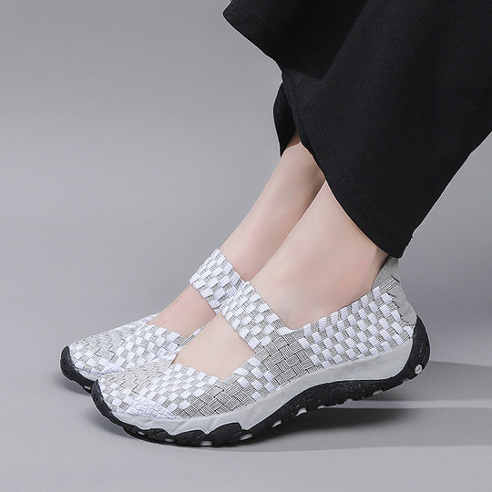 Damen Bequeme und luftige Ballerinas mit elastischem Riemen EB
