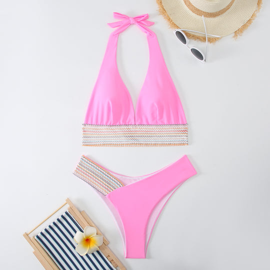 Damen Triangel-Bikini-Set mit modischem Wickelband EB
