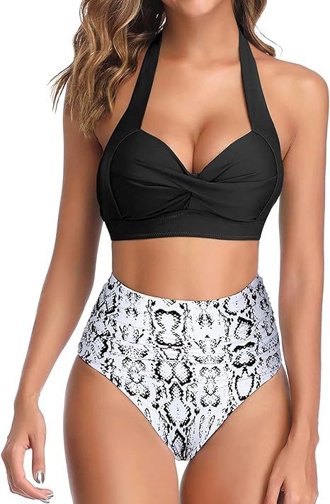 Damen Hochgeschnittener Bikini mit raffiniertem Oberteil EB